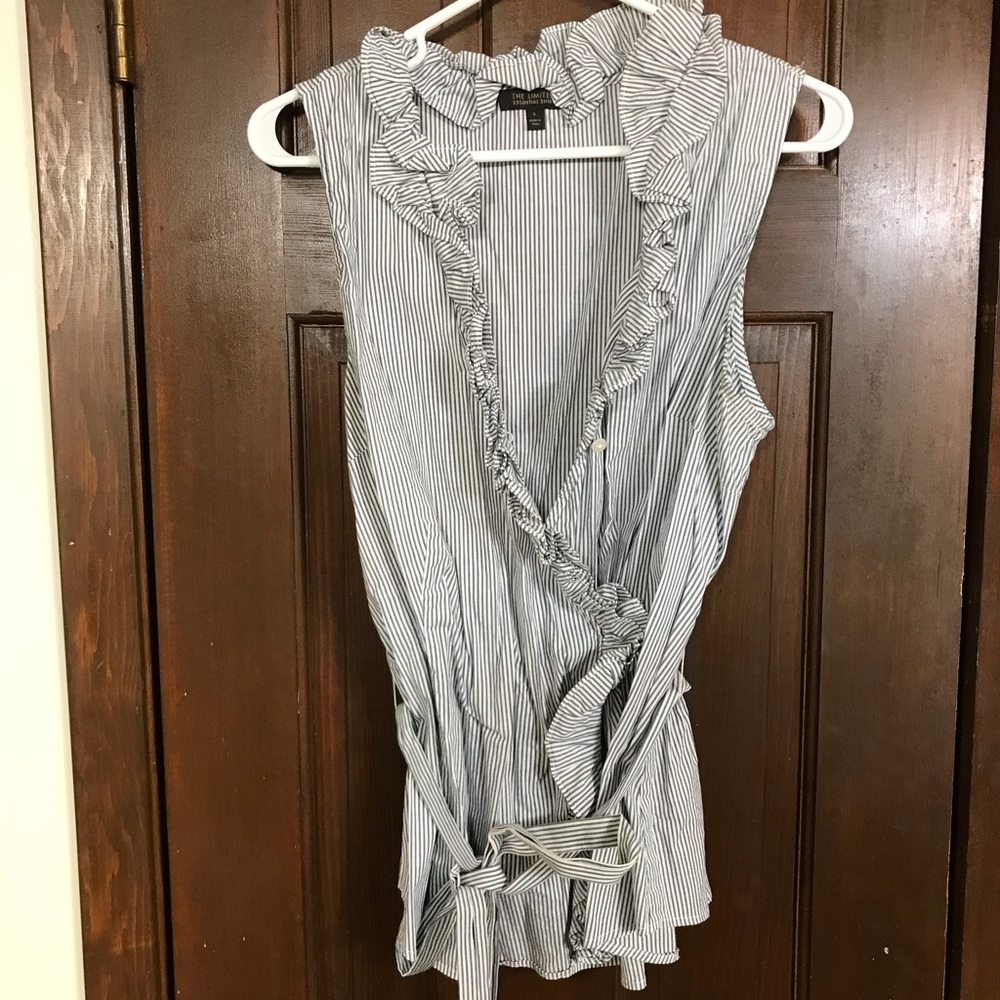 The Limited Pinstripe Wrap Top